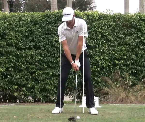 Dustin Johnson's stance width with driver