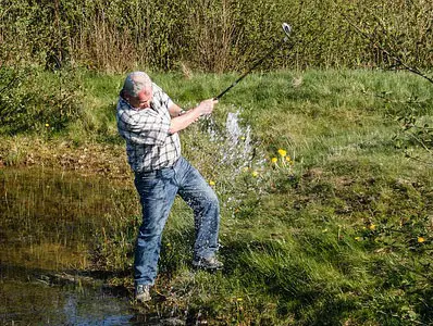 Golfer in water